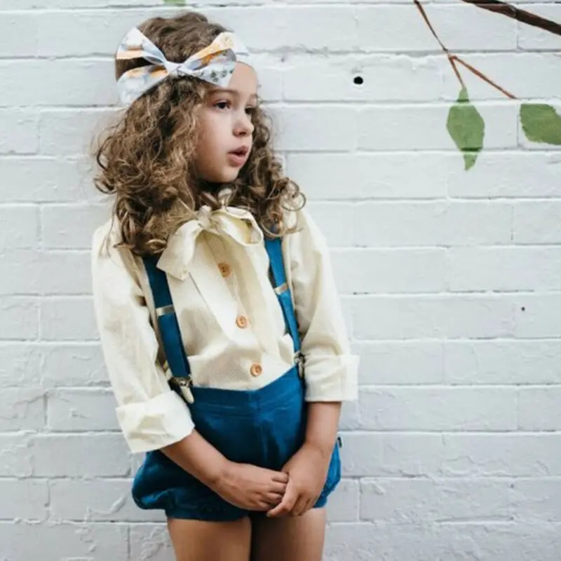 

Pudcoco 2019 New Brand Toddler Infant Baby Girl Clothes Bowknot Tie Tops+Bib Shorts Pants Outfits Set