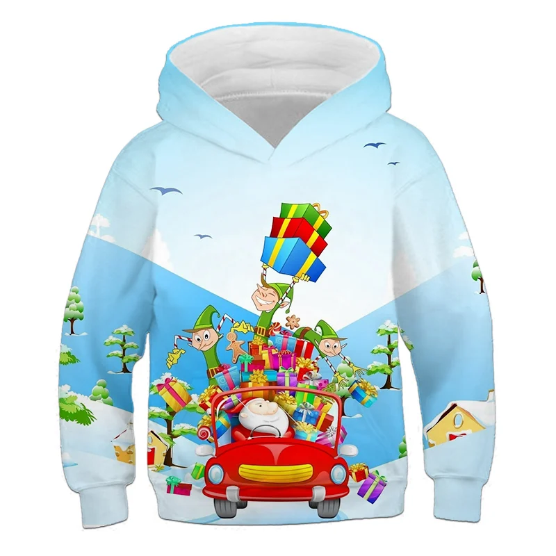 Sweater Santa Claus Christmas Children's Hoodie Boys Long-Sleeved Girls 3D Printed Autumn Winter Coat Fashion Festival Clothing