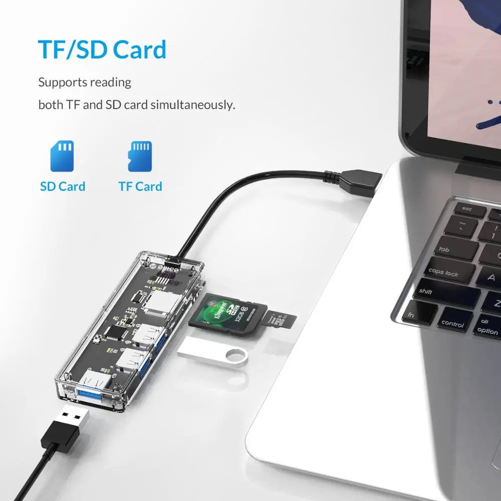 Прозрачный usb хаб ORICO высокоскоростной разветвитель USB 3 0 с 4 портами OTG адаптер для