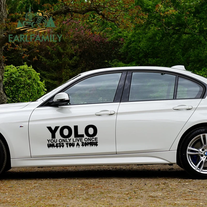 EARLFAMILY 43 см x 19 1 Стайлинг автомобиля YOLO вы живете только один раз зомби Арт Деко