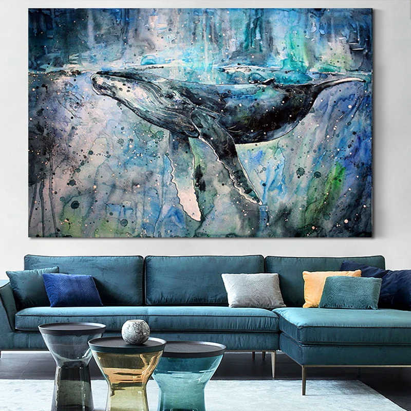 

Diy paint by numbers picture drawing versus Toolkit draw watercolor fish art living room Decorative hanging painting