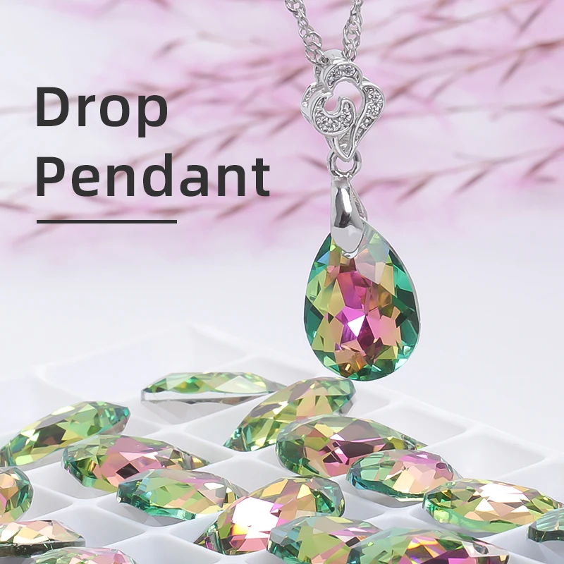 Rhinestone Accessories Astrobox High K9 Glass Water Drop A Hole Pendant Crystal Rhinestones Clear Teardrop Loose Strass DIY Jewelry Accessories Making