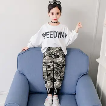 

kids clothes cotton long-sleeved children's clothing spring autumn new girls suit casual camouflage two-piece children's suit