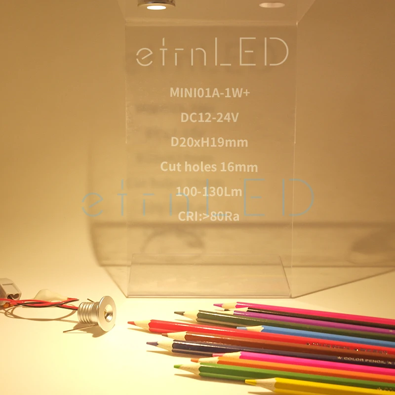 EtrnLED 1W 미니 Led 자리 12V 24V Recessed 램프 포커스 색상 주방 옷장 계단 쇼케이스 실내 천장 스포트 라이트 드라이버