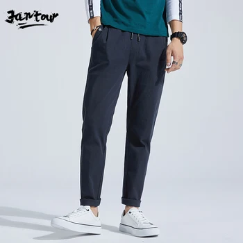 

2020 New Men's Straight Pants Streetwear Casual Pant Breathable Men Wear Comfortable Blue Trousers Male Clothes Size 28-38
