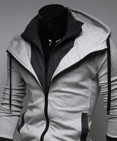 Серый Zogaa Fashion Autumn Hooded Coat Men Casual Cardigan Sweater Jacket Plus Size S-3XL Zipper Street Mens Jackets and Coats - Цвет: Серый