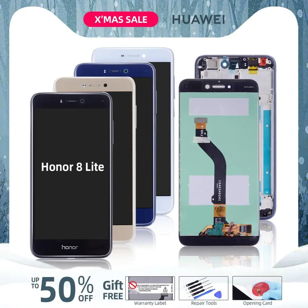 Najtaniej ORG. WYŚWIETLACZ for HUAWEI Honor 8 Lite Display EKRAN LCD i Dotyk DIGITIZER ORYG z RAMKĄ CZARN Niebieski BIAŁY ZŁOTO PRA TL10 PRA LX1 LX3