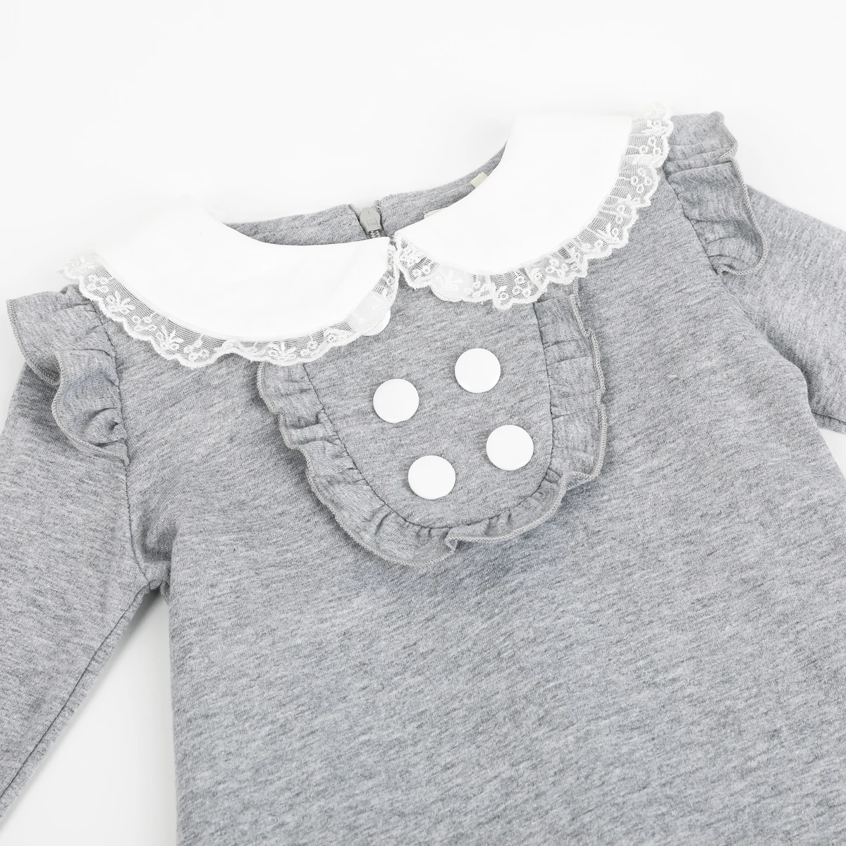Spring Autumn Cotton Girl Korean Clothes Doll Collar Long Sleeved Casual A-Line Mini Dress