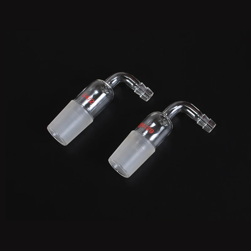 

2pcs/lot #14#19#24#29 Standard Plug Bend Nozzles Laboratory Glass Connecting Pipe Exhaust Tube Angle of 90 Degrees