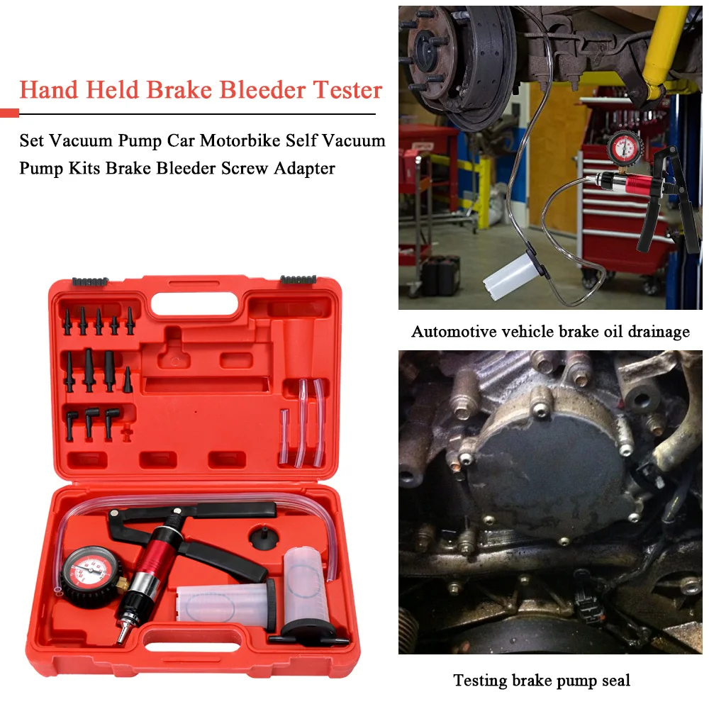 Hand Held Brake Bleeder Tester Set Vacuum Pump Car Motorbike Self Vacuum Pump Kits Brake Bleeder Screw Adapter DIY Tools