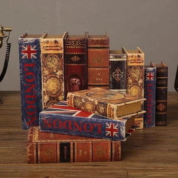 

Retro Wood Fake Books Decoration Crafts Creative Wood Modern Art Figurine Ornament Home Decoration Accessories Desktop Ornament