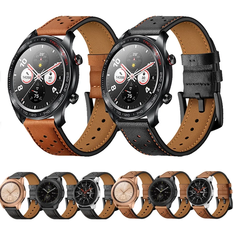 20 мм 22 кожаный браслет ремешок для Samsung Galaxy Watch Active 2 40 44 Gear S3 Frontier/S3 классические