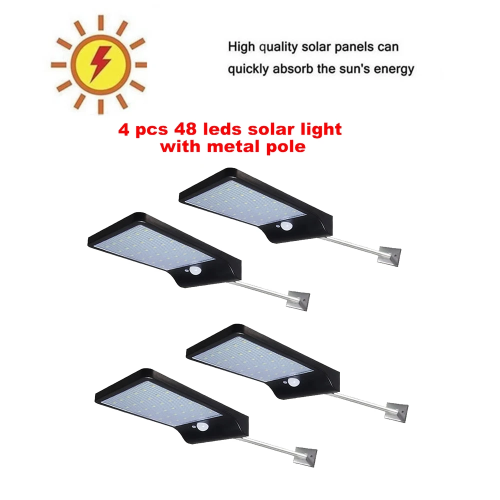 

2/4pcs 48 led solar light ABS outdoor lighting garden decoration lamp motion sensor powerful solar lights security garden wall s