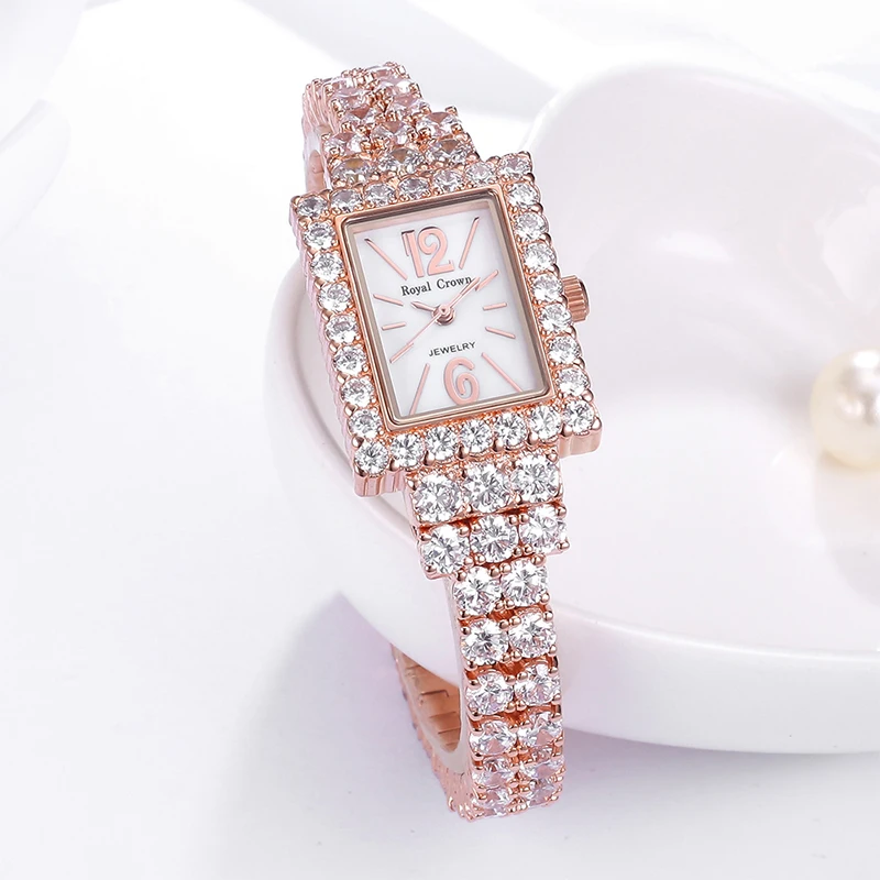 Quartz Women Wristwatch Luxury Rose Gold Platinum Color Waterproof Zircon Bracelet Ladies Watch Wife Mother Birthday Gift 3584