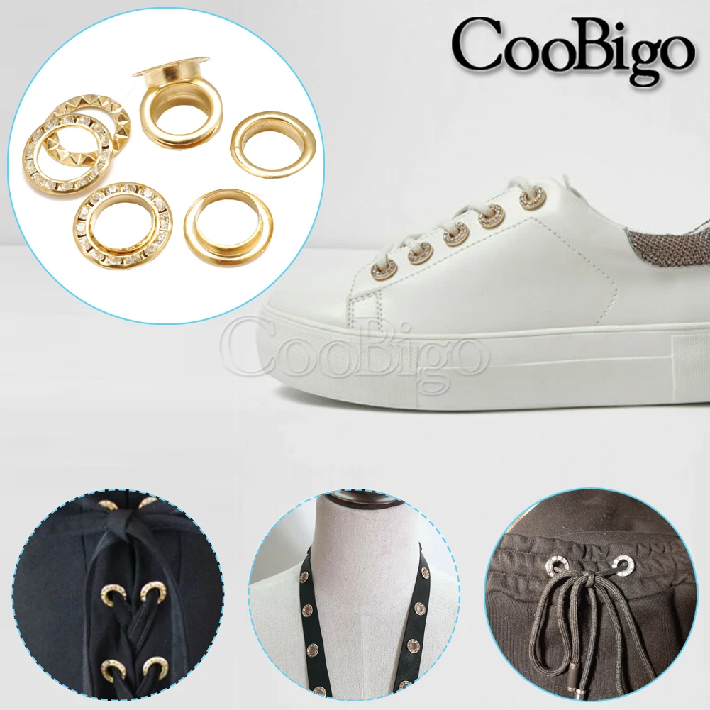 With Rhinestone Diamonds Grommets Metal Eyelets for Leathercraft Clothes Shoes Cap Tag Belt Bag DIY Accessories Dia.6~14mm 50set eyelet grommet ring kit,eyelet grommet ring,grommet eyelet kit,screw back eyelets,metal eyelet buttons