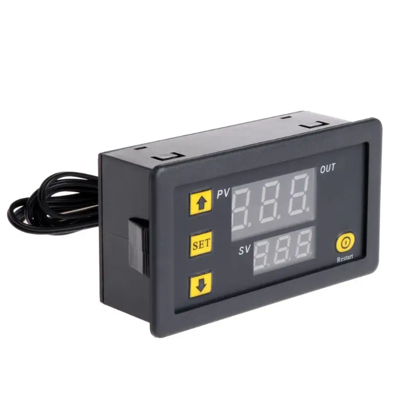 

Temperature Controller Relay Dual Digital LED Display Heating/Cooling Regulator Thermostat Switch