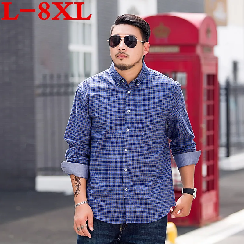 

large size 8XL 7XL Men's classic cotton shirt Long sleeve dress shirt men Business formal shirts Mens clothing camisa masculina