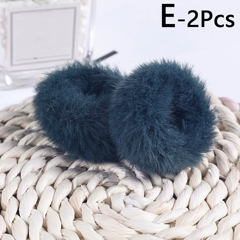 Fashion Girls Elastic Faux Rabbit Fur Scrunchie Hair Rope Mink Fur Ponytail Holder Elastic Plush Hair Ring Hair Accessories head scarf bandana