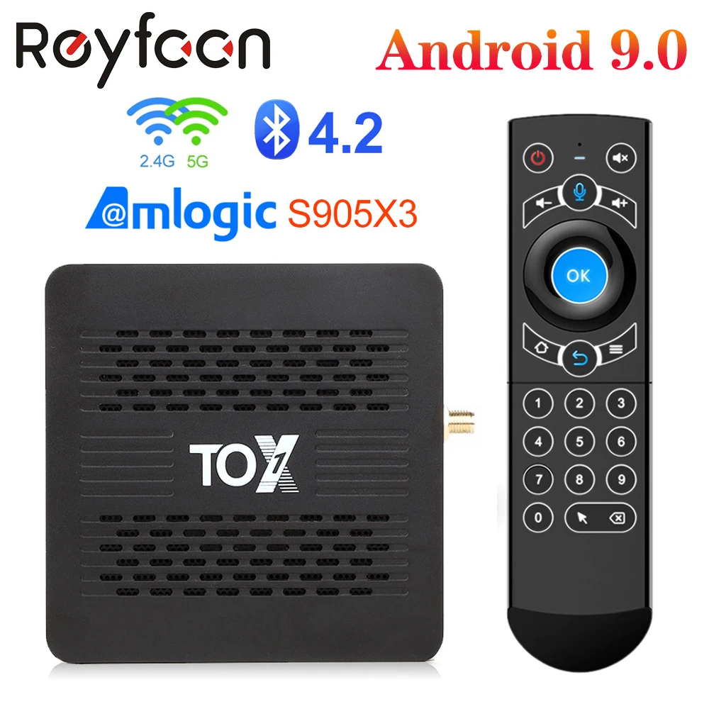 

TOX1 Android 9.0 Smart TV Box 4GB 32GB Amlogic S905X3 Dual Wifi 1000M Bluetooth 4.2 4K Media Player For Dolby Atmos Audio TVBox