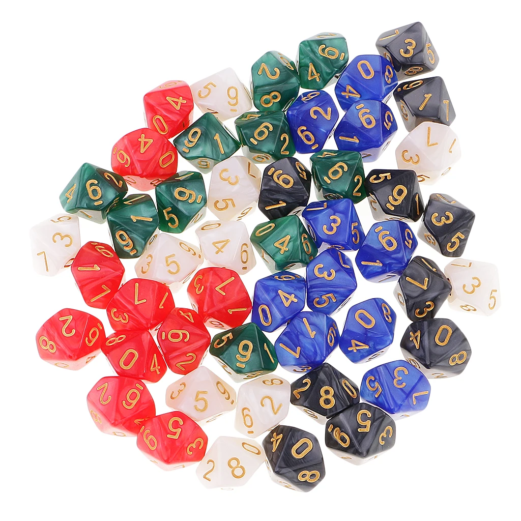 50 Pieces D10 Dice 16mm 10 Sided Die Set with Dice Bag for D&D Role Playing Games