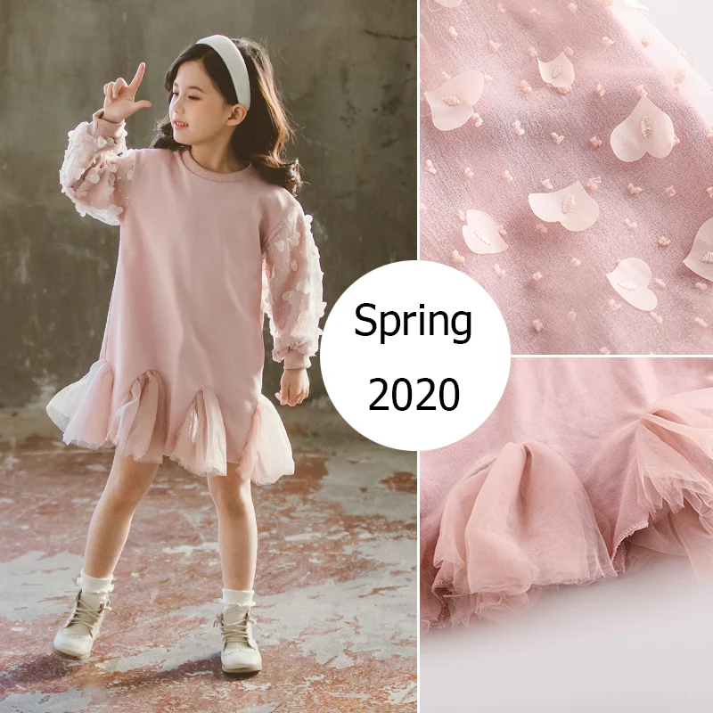 

2020 New Arrival Ruffle Princess Girls Dress Spring Autumn Children Petal Long Sleeves Pink Baby Dresses for Girls Teen Clothes