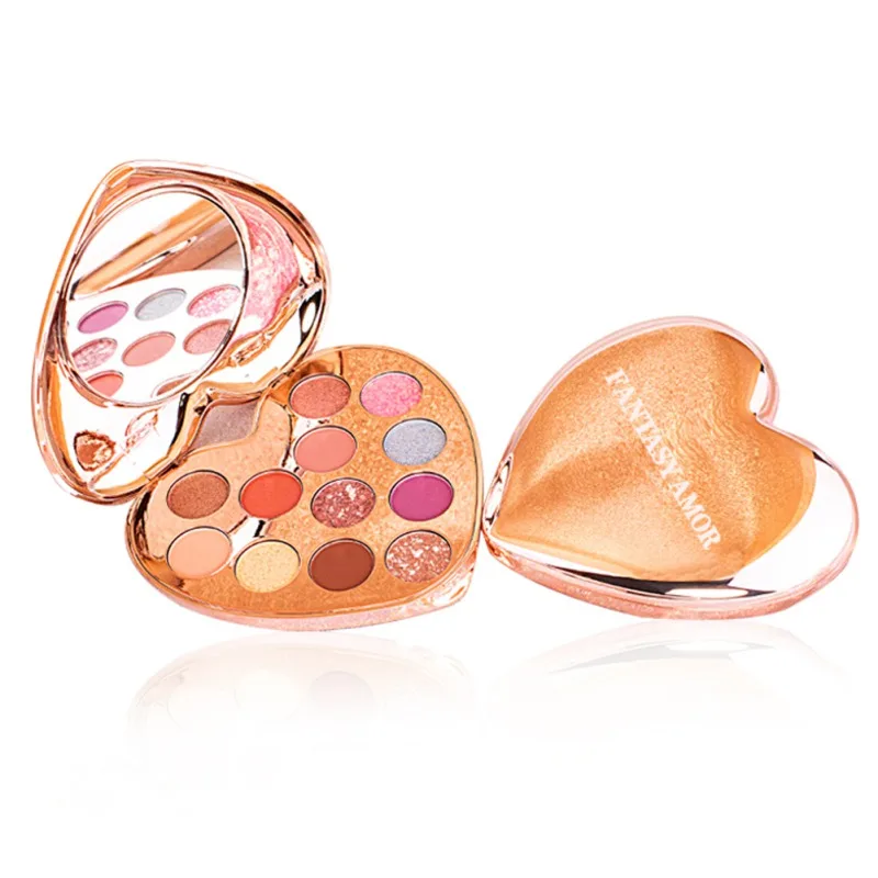 

12-color Heart-shape Glitter Eyeshadow Palette Matte and Shine Diamond Eyeshadow Powder Pigment Eyes Makeup Cosmetics