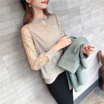 

2019 Jumper Women Sweaters And Cotton Half Solid Poncho 9284 Real Shot New Lace Sleeve Bottoming Shirt 40-1f Stair 2 Shelf 8990