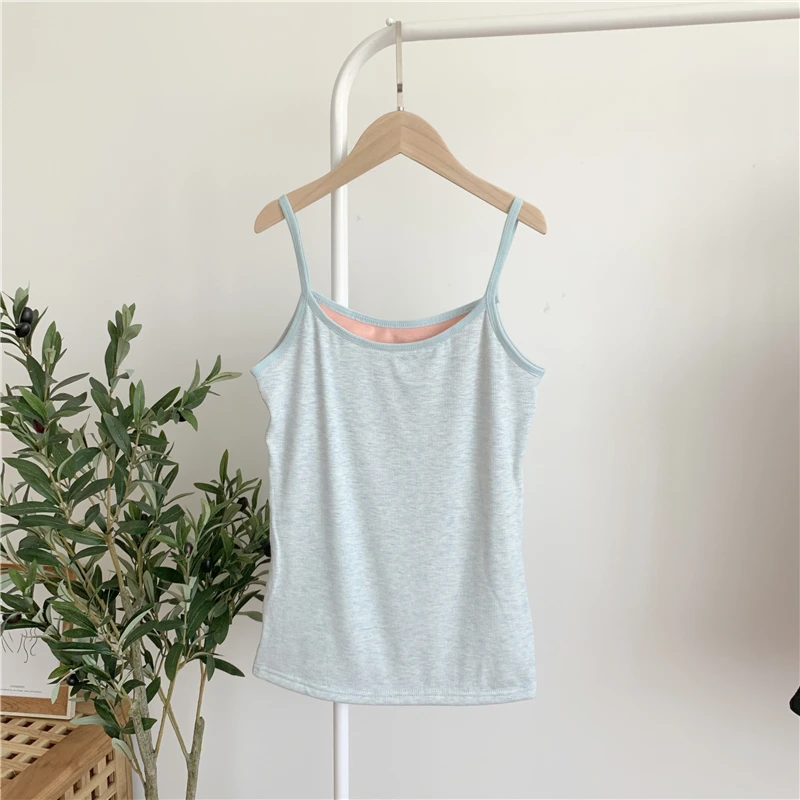 Winter Thermal Velvet Camis Top Women Solid Slim High Quality Cotton Pullovers Camis Female Warm Tank Tops SS3001