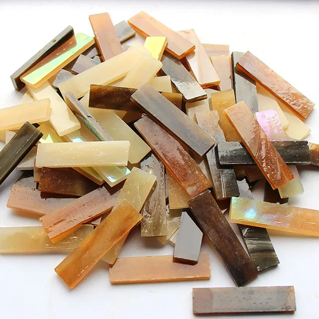 Mixed Color 1 X 4 Cm Square Stained Glass Strip Clear Glass Mosaic Pieces DIY Mosaic Tiles Hobbies Art Crafts Material 100g 8