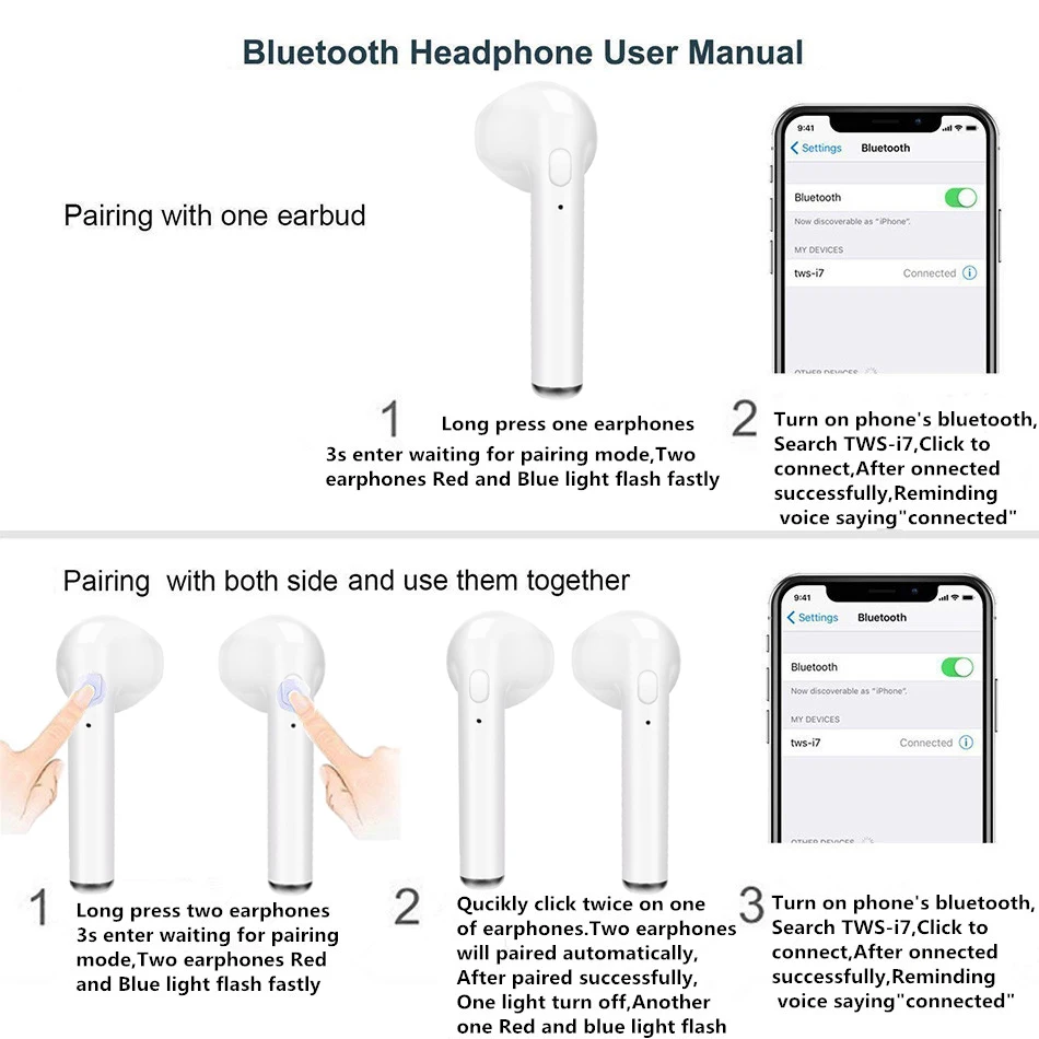 i7 i7s Tws Bluetooth Earphones Mini 