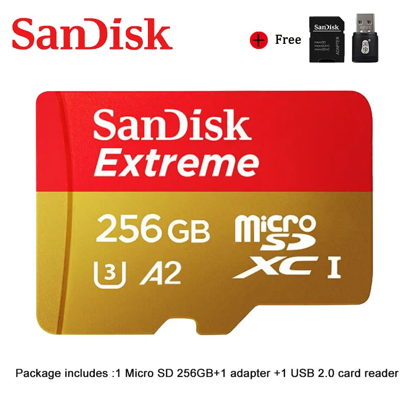 SanDisk Micro SD 128 Гб 64 ГБ 32 ГБ карта памяти Extreme Ultra 256 Гб microsd TF карта 100 МБ/с./с класс 10 U1/U3 4K с адаптером для телефона - Емкость: 256GB