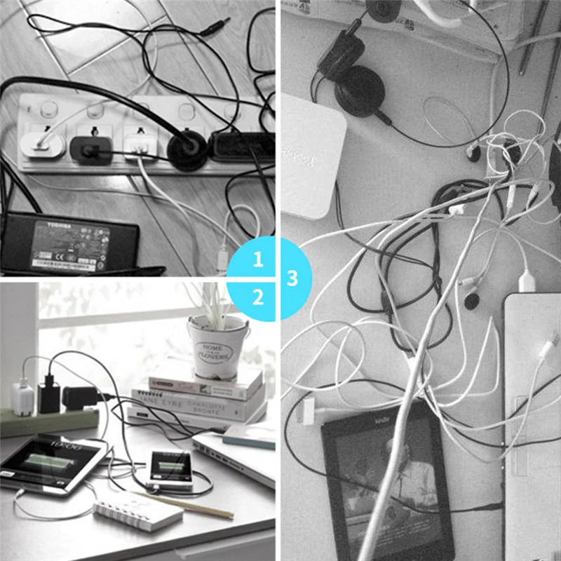 Wire Desktop Organizer Winder Management Headphone Cord Holder for iPhone 5Pcs  Dressing table essentials Kitchen essentials