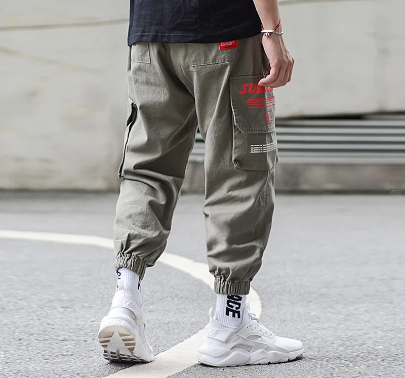 Модные уличные мужские брюки для пробежек, свободные брюки с принтом, дизайнерские брюки карго с большим карманом, мужские брюки в стиле