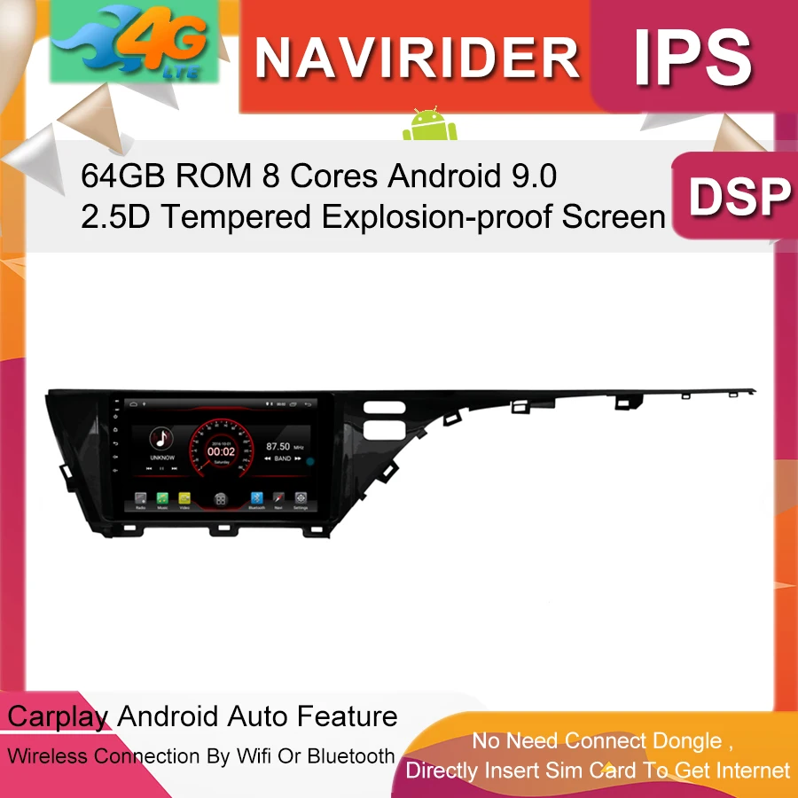 Clearance Built in 4G Lte car Intelligent navigation tape recorder 9.0 android car gps radio multimedia player for toyota Camry 2018 0