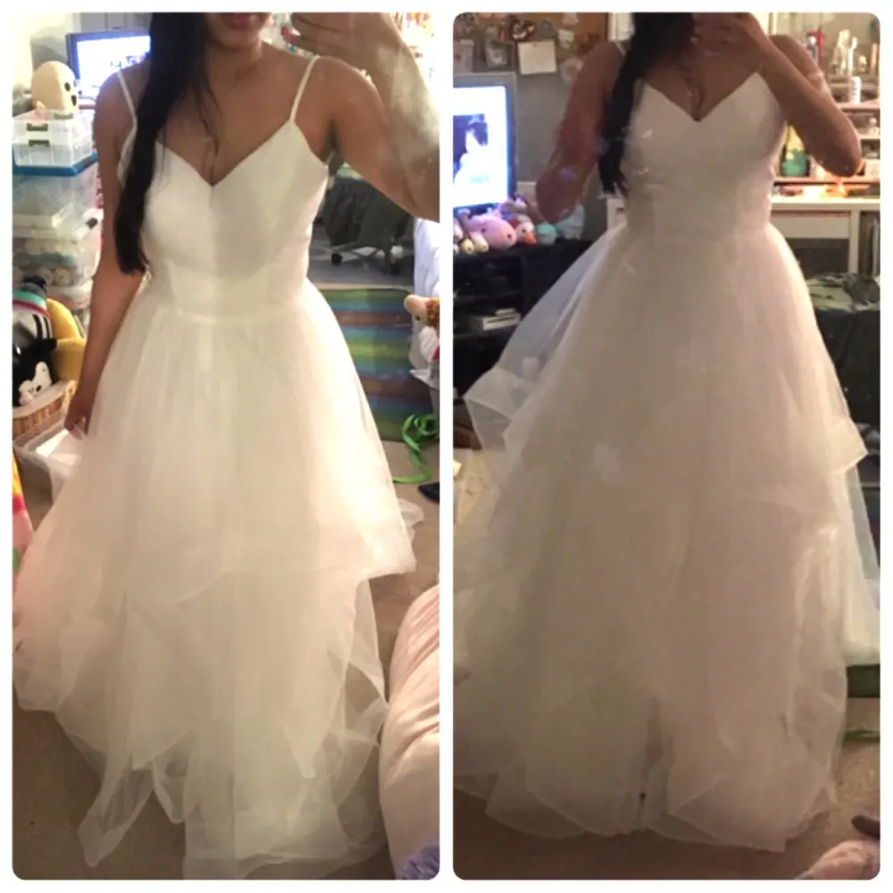 Белый Один элемент Hi-Lo пляжное свадебное платье бретельки тюль Vestido De Noiva белое платье для невесты - Цвет: Белый