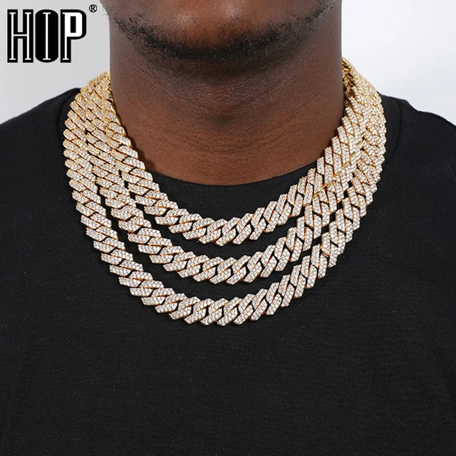 12mm Iced Out Rhinestone Cuban Link Stainless Steel Black Plated Necklace  Adjustable Length Curb Chain Gift for Men - AliExpress