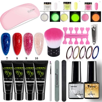 

Dipping Powder Poly Gel Nail Kit Of Nail Kit Professional Set Art Nail Art Neon Phosphor Polygel Kit For Gel Nail Polish Set