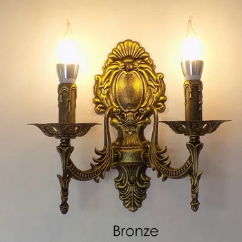 

European style retro bedroom bedside mirror headlight corridor stair Aisle Candle Wall lamp