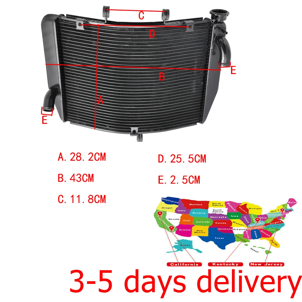 

LOPOR Motorcycle Parts Aluminium Radiator Cooling For Kawasaki Ninja ZX-6R 2007 2008 ZX600P 8F 7F ZX 6R ZX 600