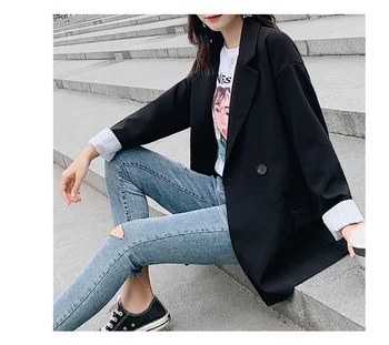 

Women blazers Female 2019 Slim Office Ladies Notched Collar Autumn Button Suits Jacket Casual Woman Coat Plus size Blazer S0251
