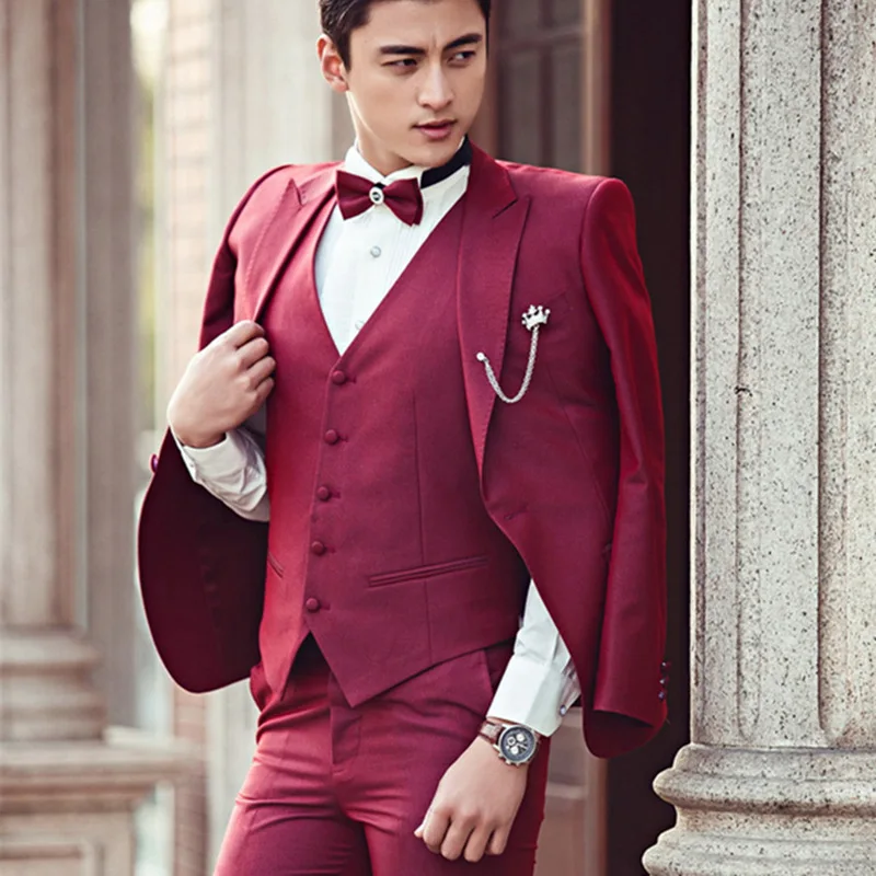 Singer Host Mens Suits Blazers Jacket Pants Slim Fit 2pcs Set Solid Business Casual Single Breasted U65