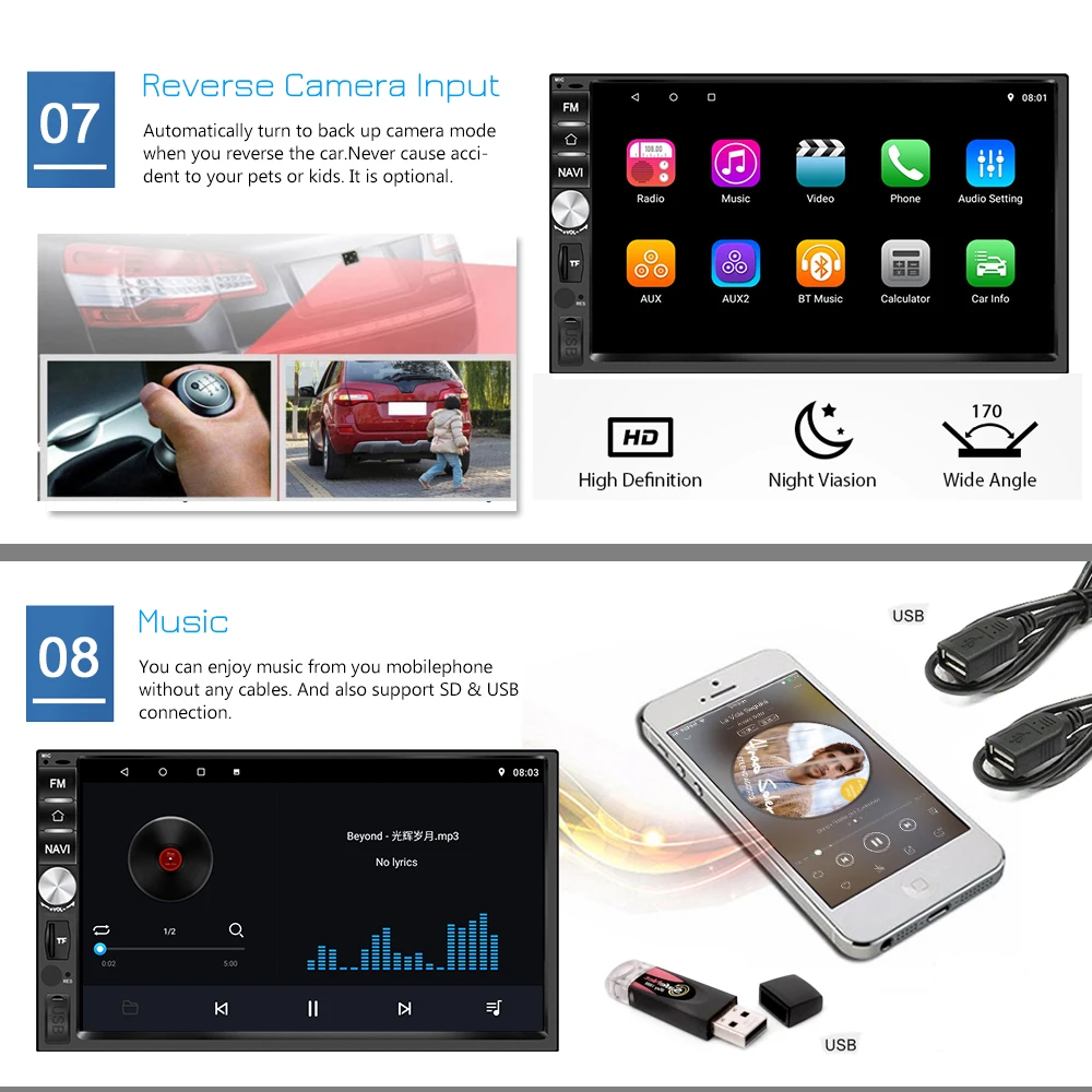CARRVAS 2 Din Android 8,1 головное устройство 2G ram 32G rom Android gps навигация автомобильный стерео 1080P Авторадио четырехъядерный аудио Радио RDS