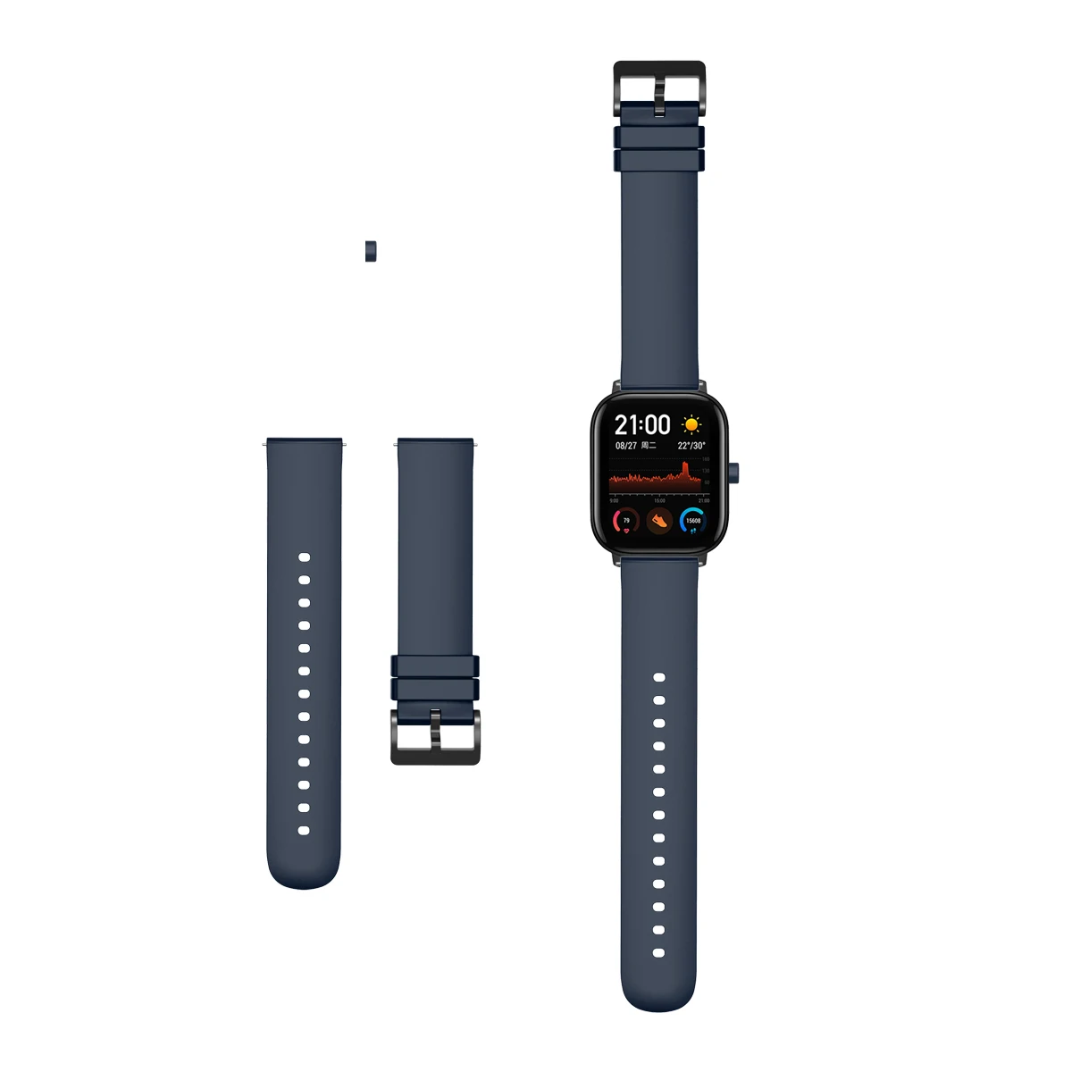 Темно-синий Сменный спортивный браслет из мягкого силикона для Huami Amazfit GTS 20 мм монохромный браслет на запястье с плоской головкой спортивный ремешок - Цвет: Темно-синий