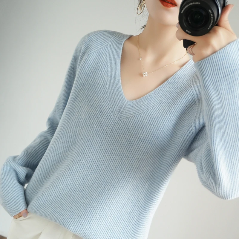 High-End Autumn Winter 100% Cashmere Sweater V-