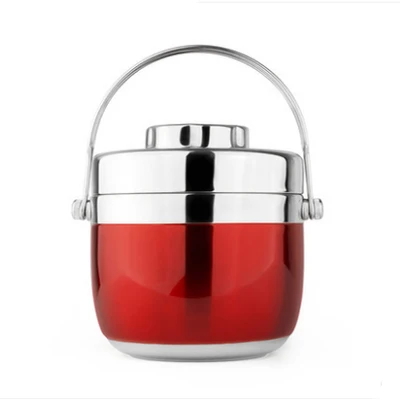 Red Efficient Insulation Lunch Box Travel Hiking Office School Portable Stainless Steel Food Container Double Layer Vacuum Bento Box - Цвет: Red