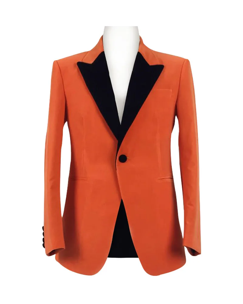

Cosdaddy Eggsy Orange Velvet Blazer Jacket Cosplay Costume One Button Coat