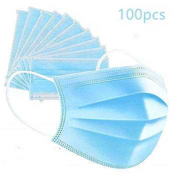 

100 pcs Face Mask Protection Nonwoven Fabric Filter LITBest CE Certified Certification Form Fit Anti-Stain Treatment Foldable