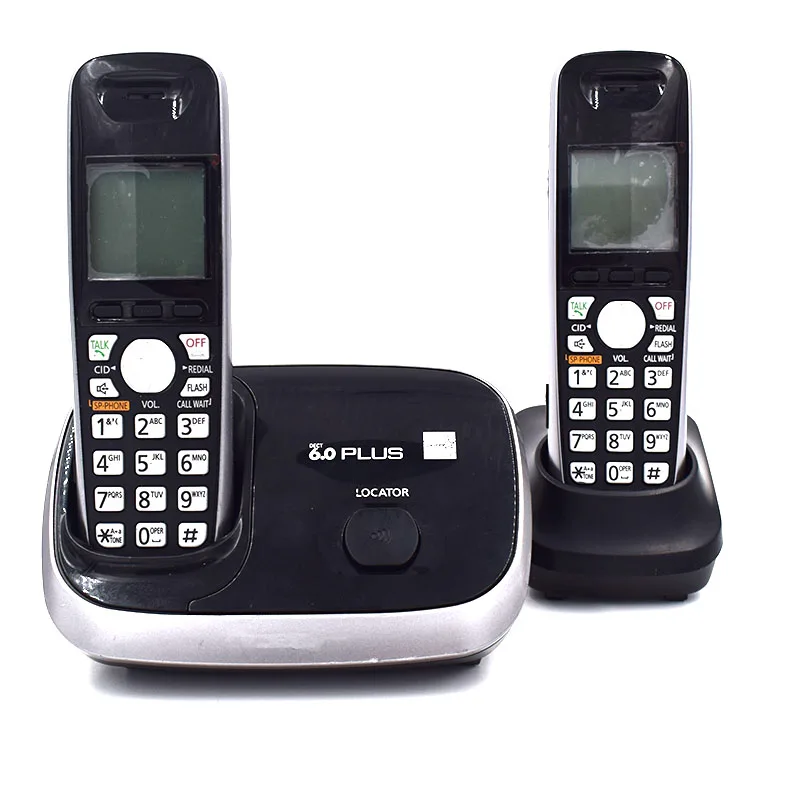 Цифровой беспроводной телефон с бесплатной связью вызова ID беспроводной стационарный телефон для офиса дома английский - Цвет: 2pcs phones black