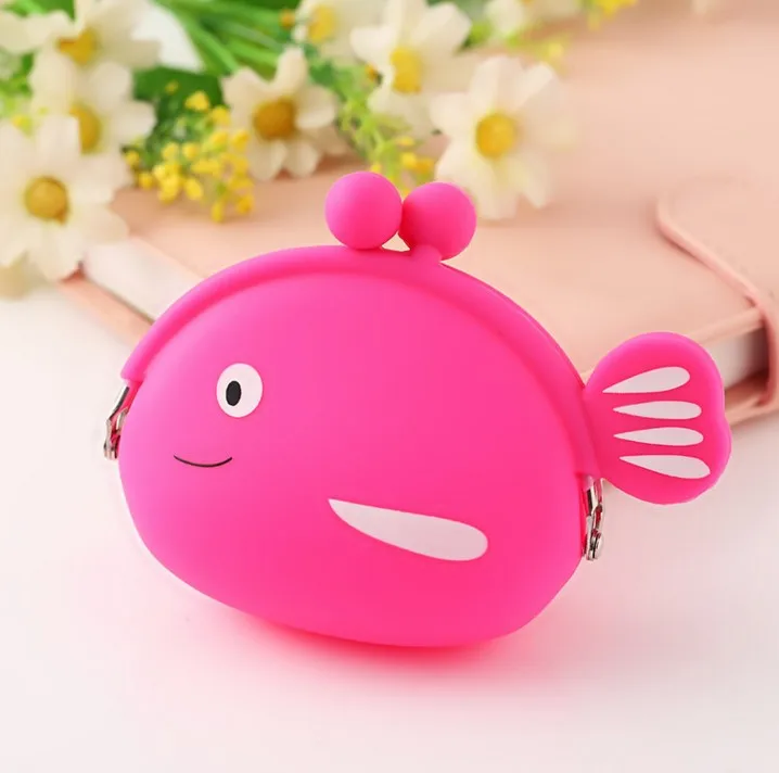 1 шт. Kawaii для девочек мини силиконовый кошелек ярких цветов для хранения мелочи и рыбы небольшое изменение Сумка для документов Для женщин ключ кошелек сумка для Для детей Подарки - Цвет: 4