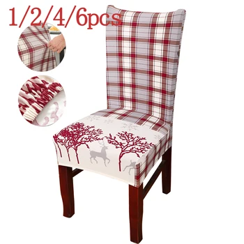 

1/2/4/6 Pcs Spandex Universal Printing Chair Cover Multifunctional Elastic Chair Covers For Banquet Xmas Home Dining Room